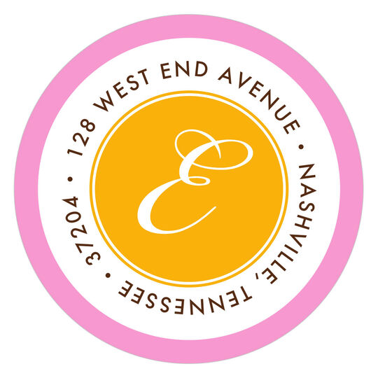 Pink and Orange Border Round Address Labels